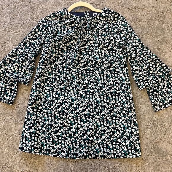 Janie & Jack Navy & Green Floral Ruffle Sleeved Shift Dress Sz. 8 NWOT - Picture 1 of 5